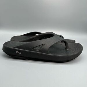 Oofos OOriginal Mens 11 Womens 13 Black Recovery Sandals Flip-Flop Thong Sports